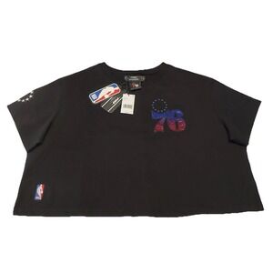NWT Women's Philadelphia 76ers Pro Standard Crop Top Tee X-Large Black
